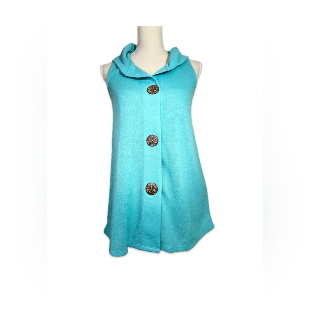 Soft Surroundings NWT Turquoise Shawl Collar Sleeveless Tank XS Boho Chic